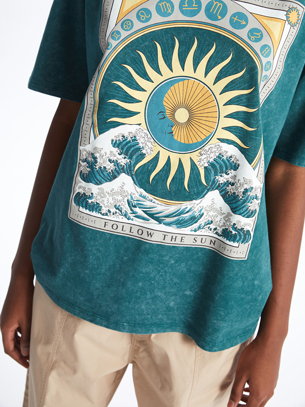 Crew Neck Printed Short Sleeve Oversized T-Shirt -S45325Z8-M97