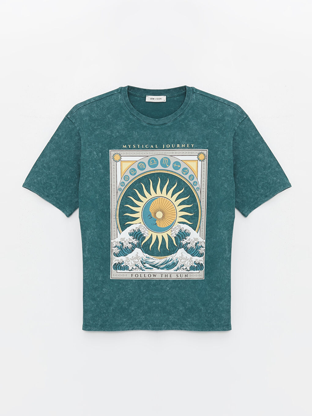 Crew Neck Printed Short Sleeve Oversized T-Shirt -S45325Z8-M97