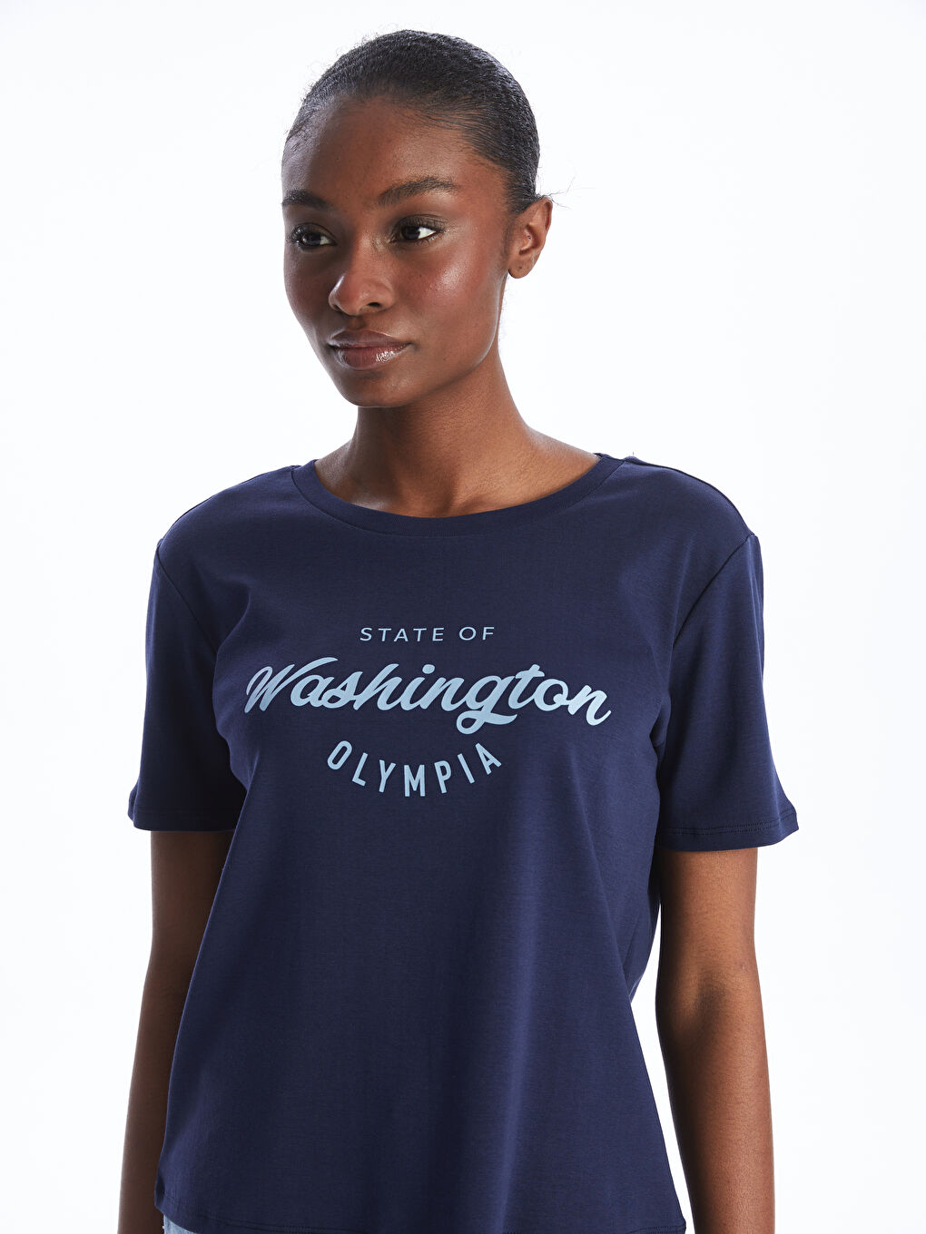 Crew Neck Printed Short Sleeve Women's T-Shirt -S45343Z8-HFH