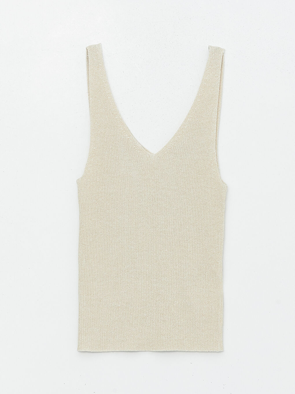 Әйелдерге арналған v жағалы өрнексіз трикотаж майка-5