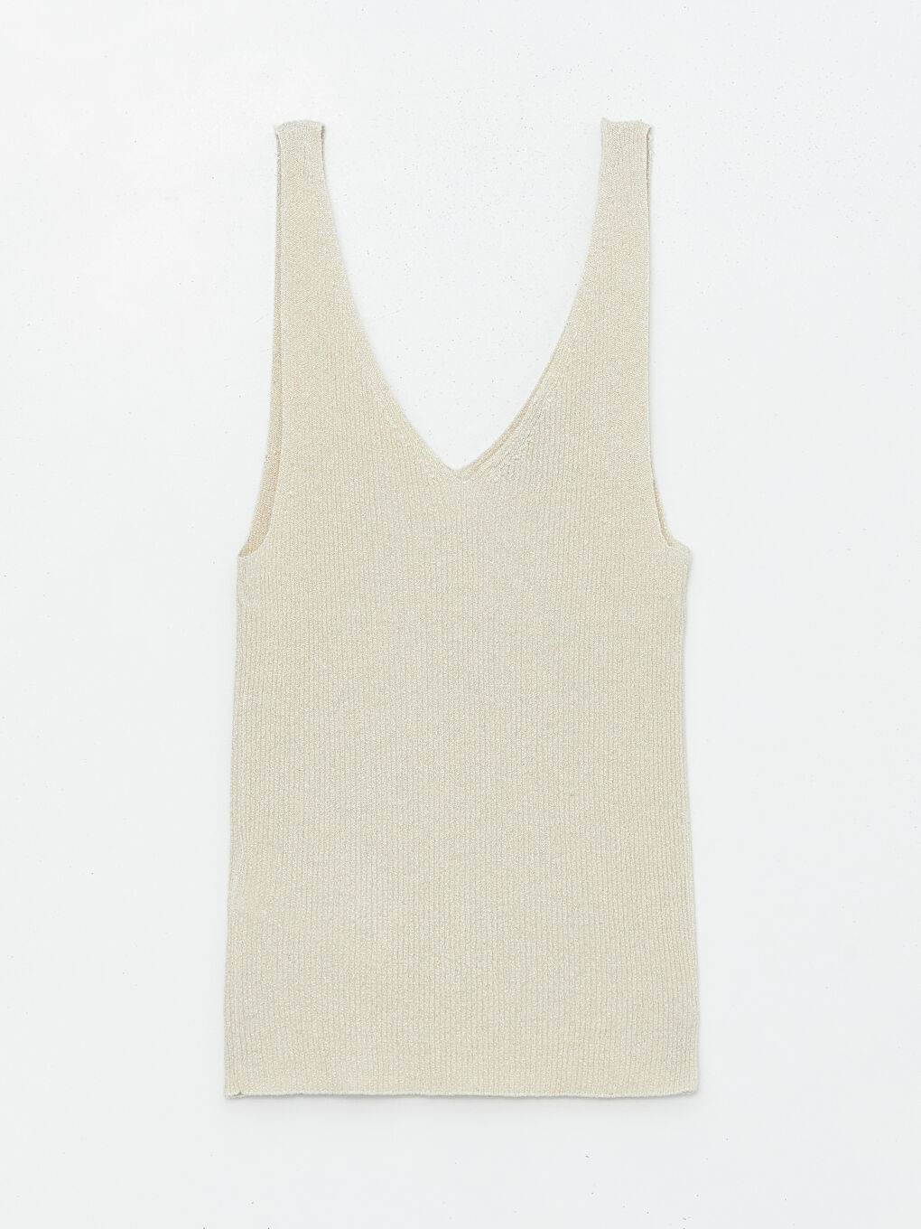 Әйелдерге арналған v жағалы өрнексіз трикотаж майка-6