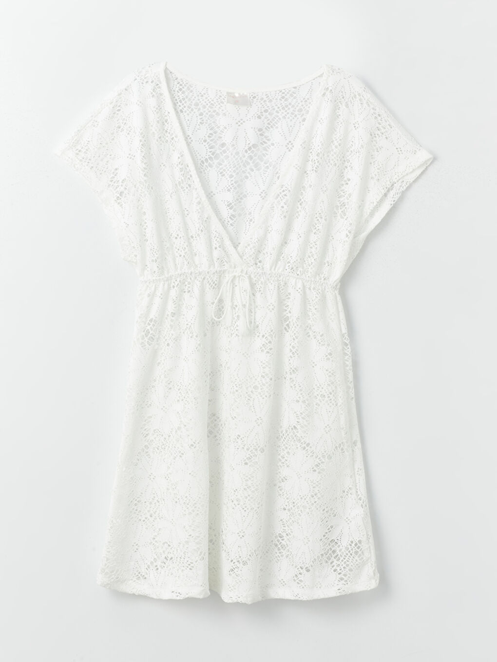 V Neck Lace Short Sleeve Women's Beach Dress -S45568Z8-FDU