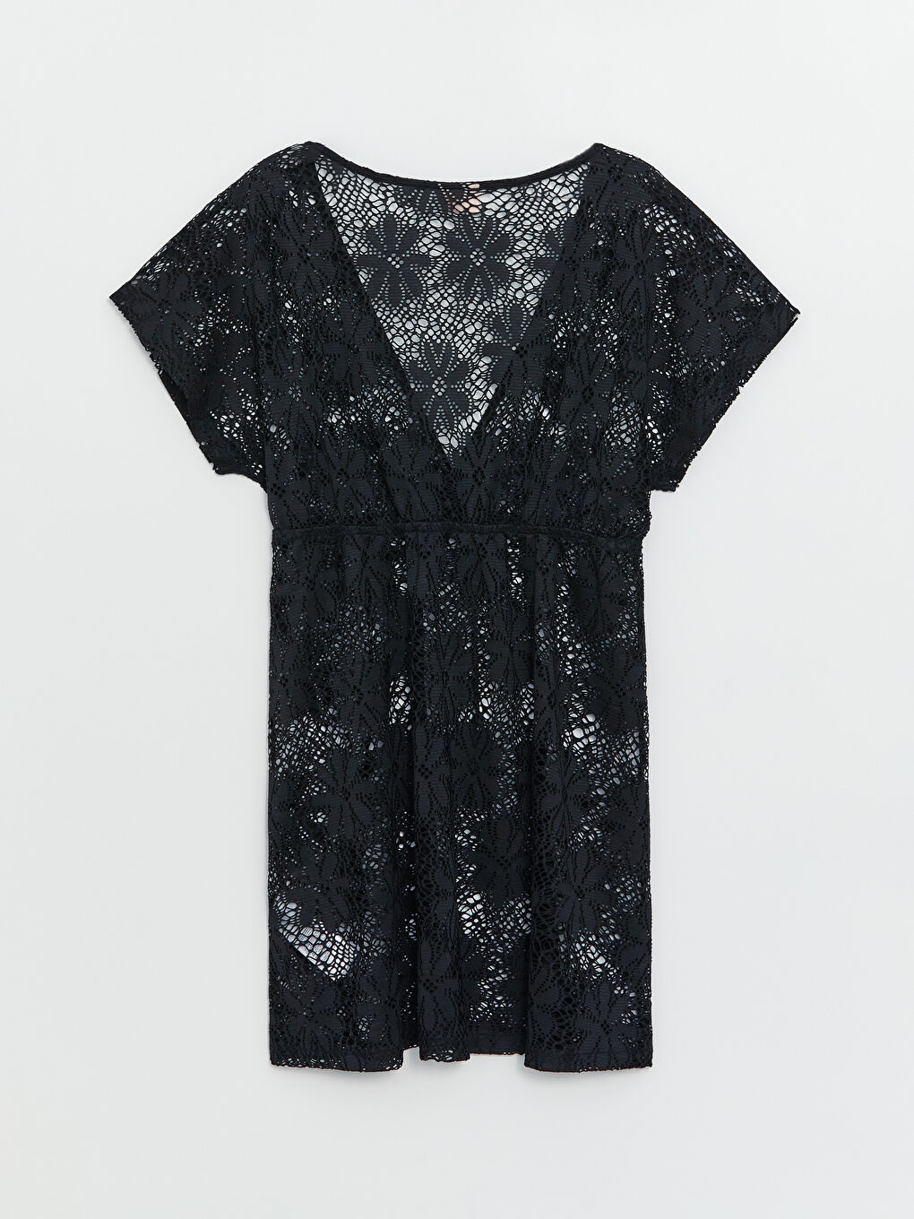V Neck Lace Short Sleeve Women's Beach Dress -S45568Z8-CVL
