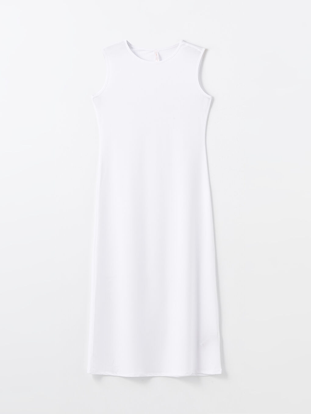 Beyaz Kadın Bisiklet Yaka Düz Elbise Astarı-5