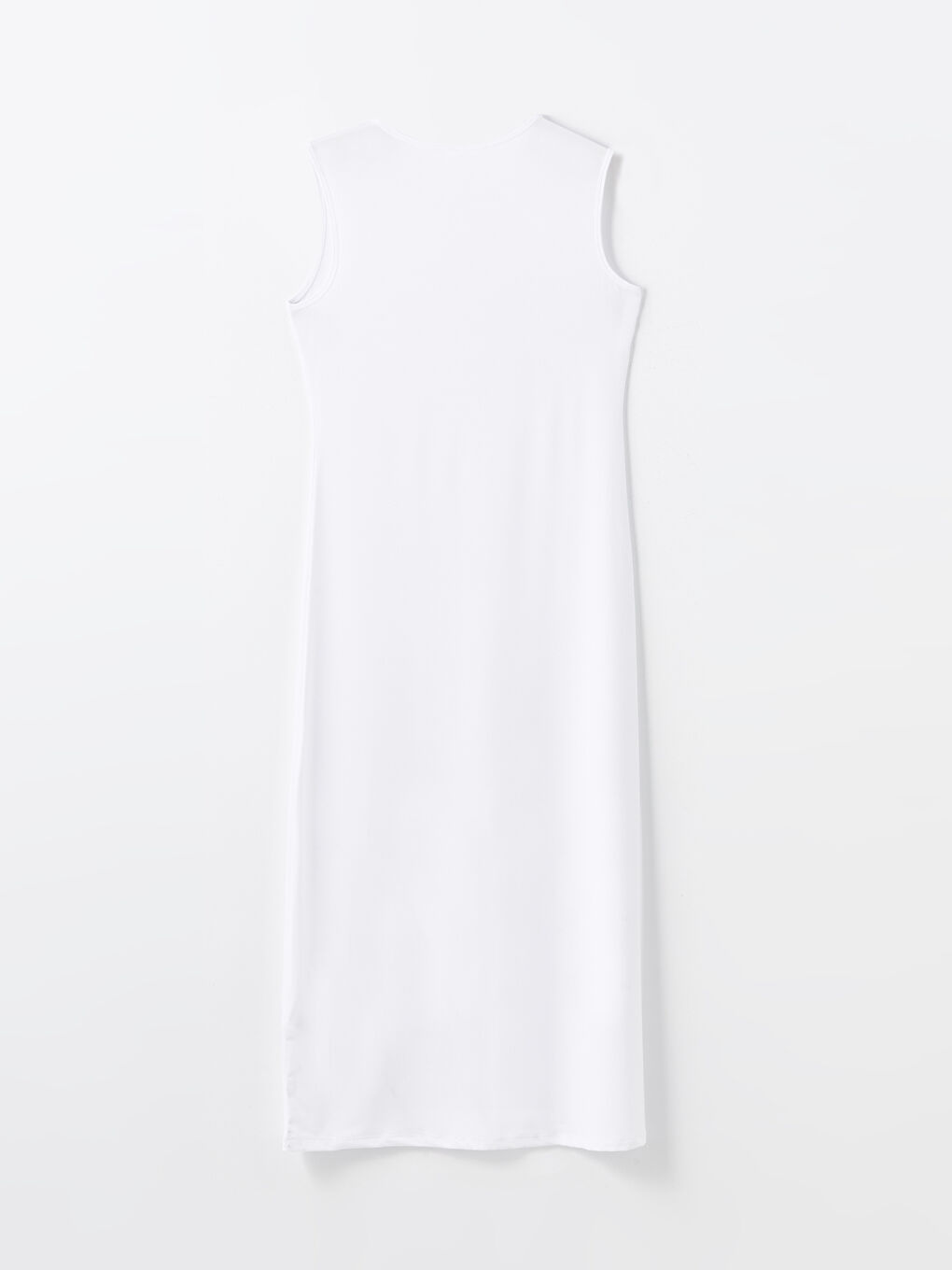 Beyaz Kadın Bisiklet Yaka Düz Elbise Astarı-7