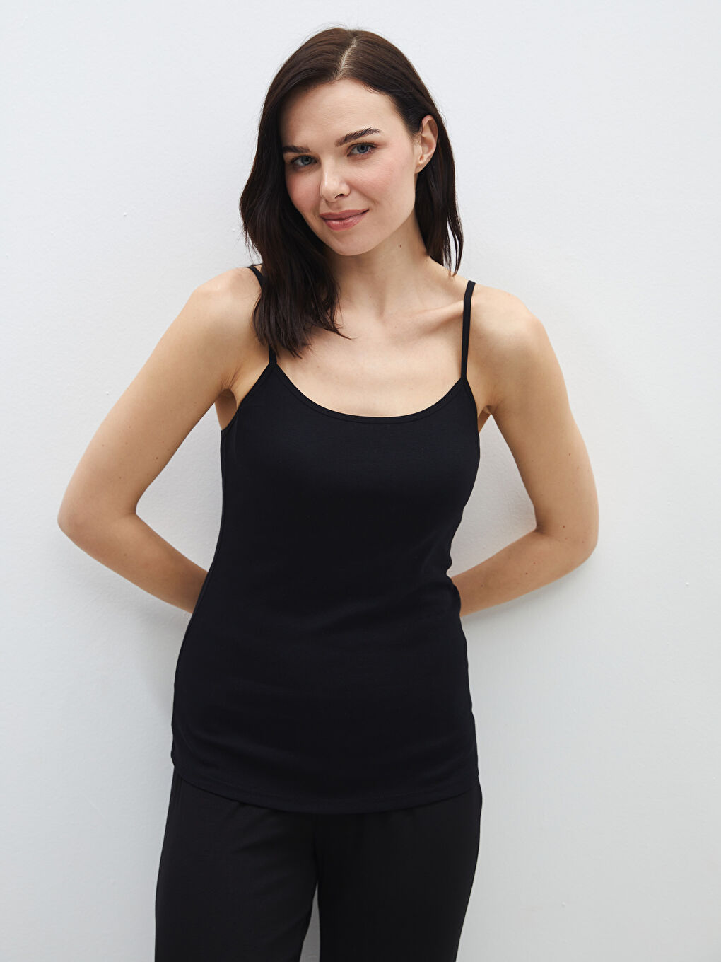 U Neck Regular Strappy Women's Singlet -S45647Z8-CVL
