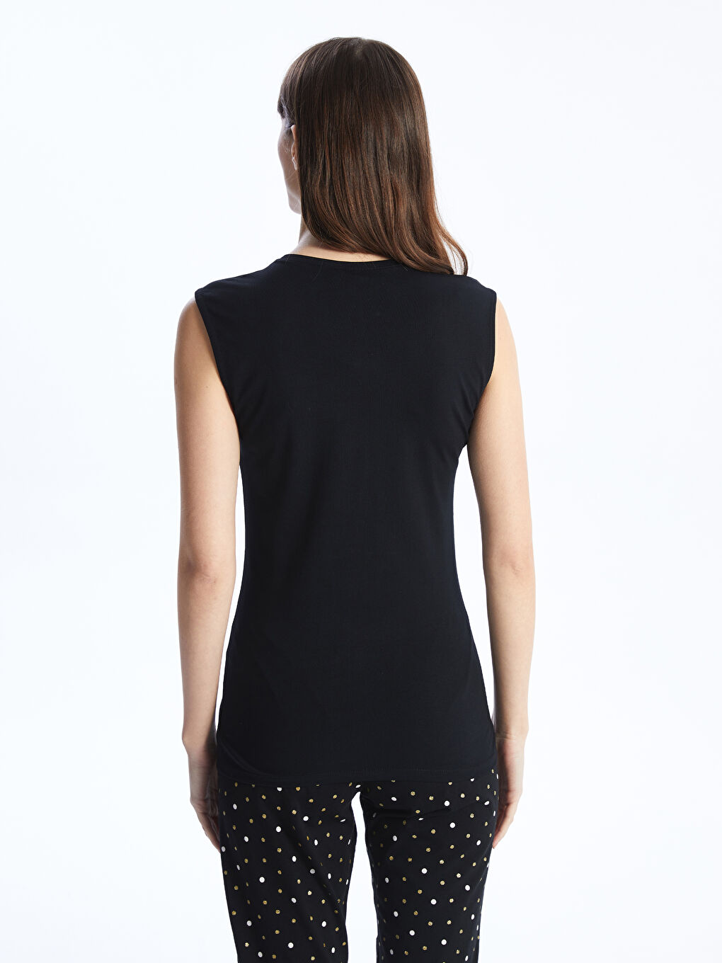 Siyah Kadın Bisiklet Yaka Düz Atlet-4