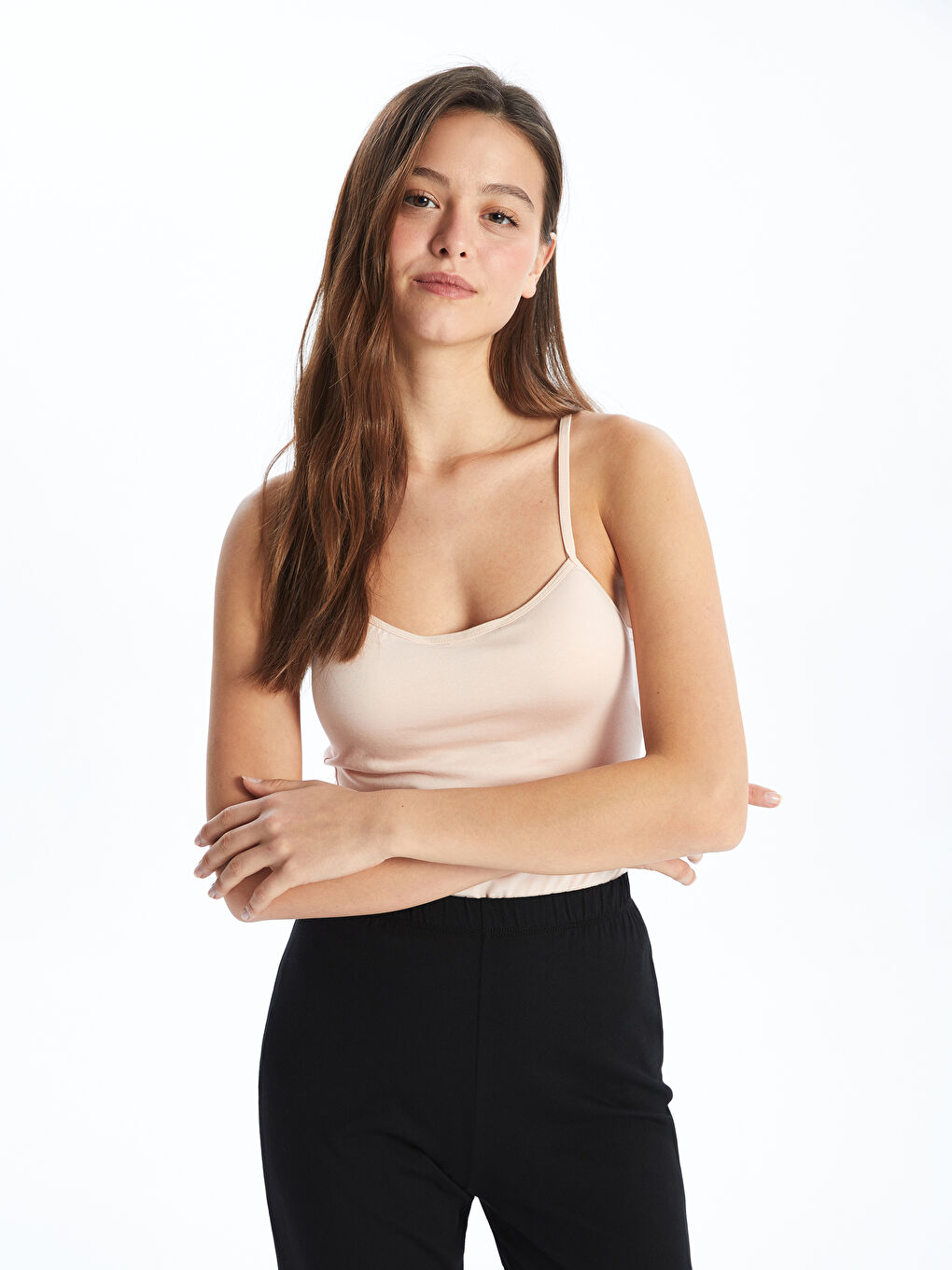 U Neck Regular Strappy Women's Singlet -S45661Z8-D0P