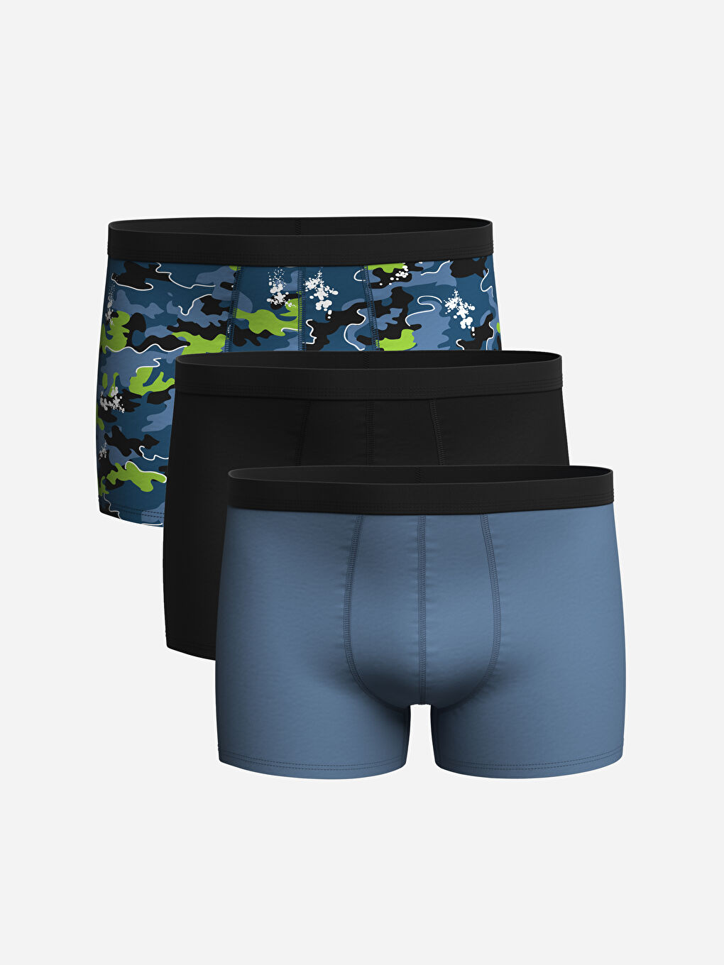 Siyah Standart Kalıp Pamuklu Esnek Erkek Boxer 3'lü