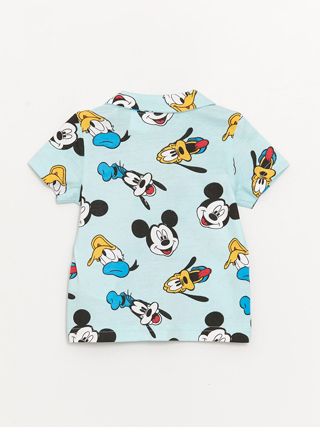 LCW baby Açık Mavi Baskılı Polo Yaka Kısa Kollu Minnie Mouse Baskılı Erkek Bebek Pijama Takım - 4