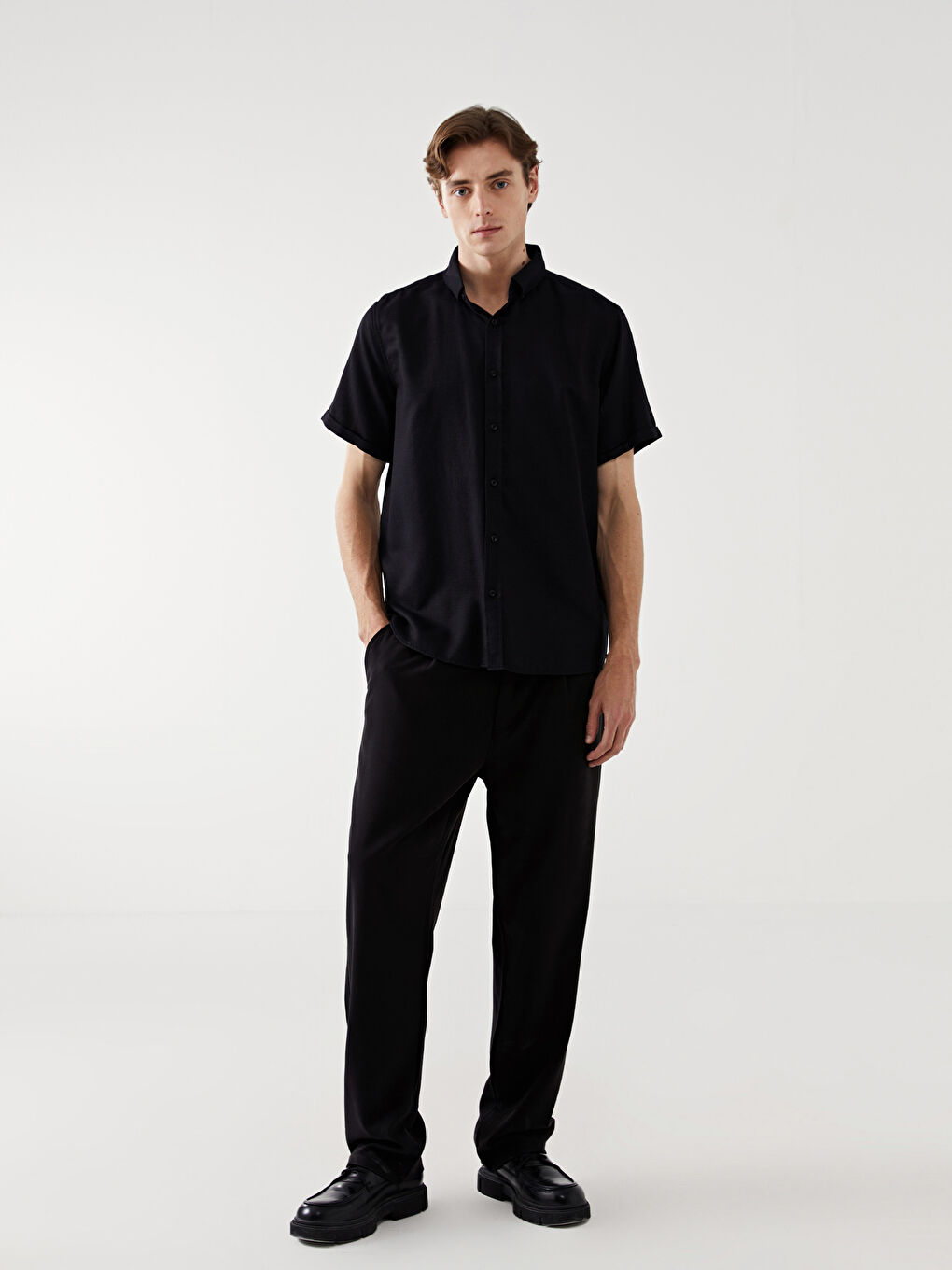 Slim Fit Short Sleeve Dobby Men's Shirt -S45850Z8-CVL