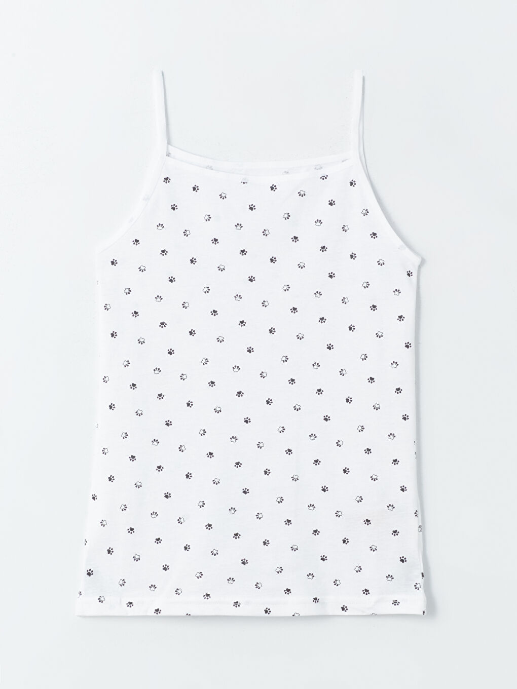 Ekru Kare Yaka Baskılı Kız Çocuk Atlet