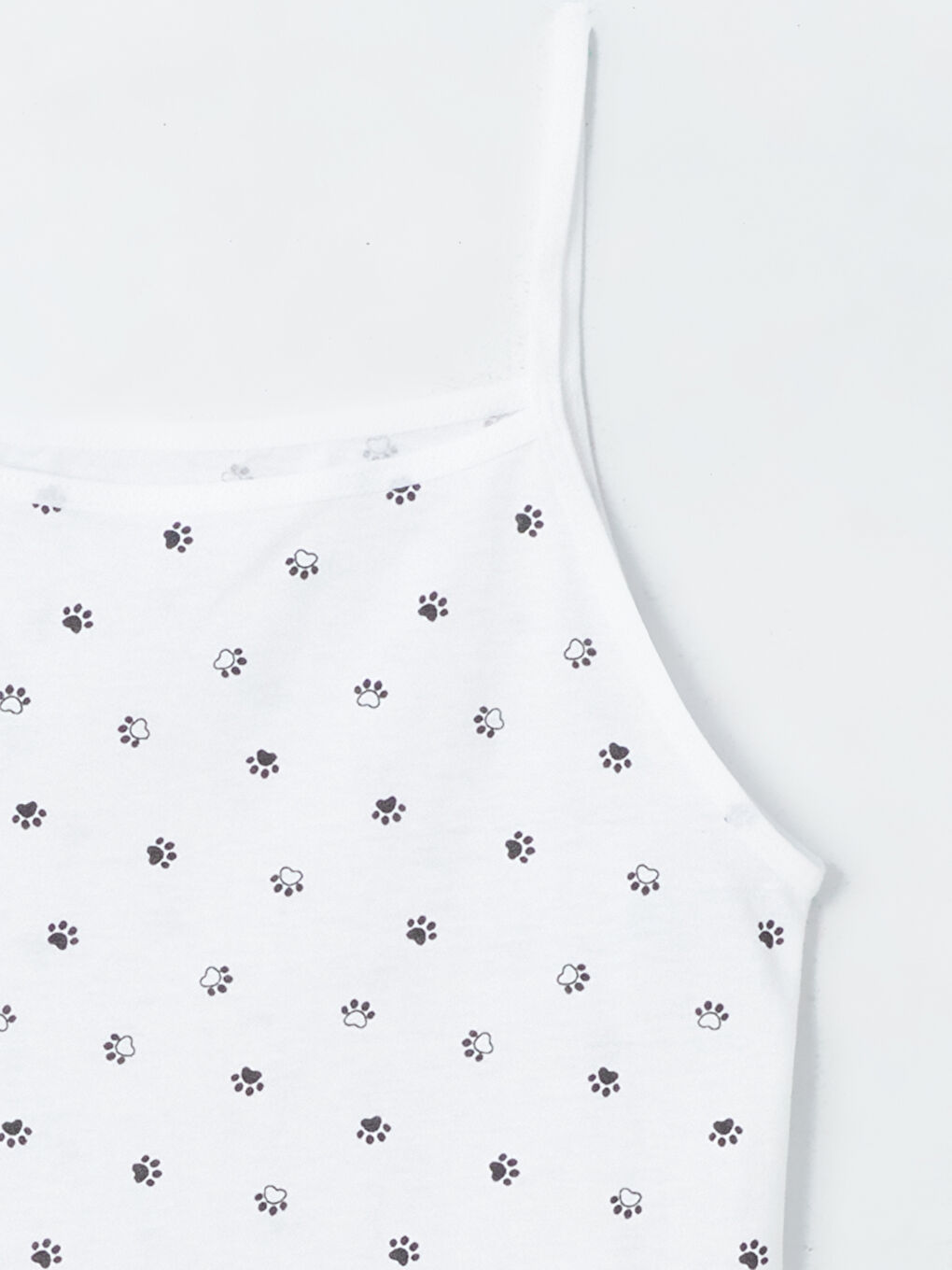 Ekru Kare Yaka Baskılı Kız Çocuk Atlet-1