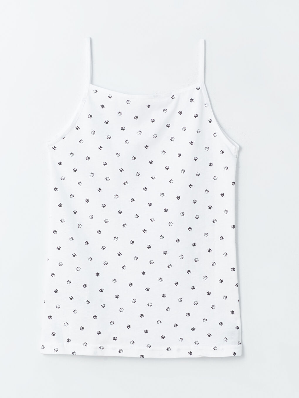 Ekru Kare Yaka Baskılı Kız Çocuk Atlet-2