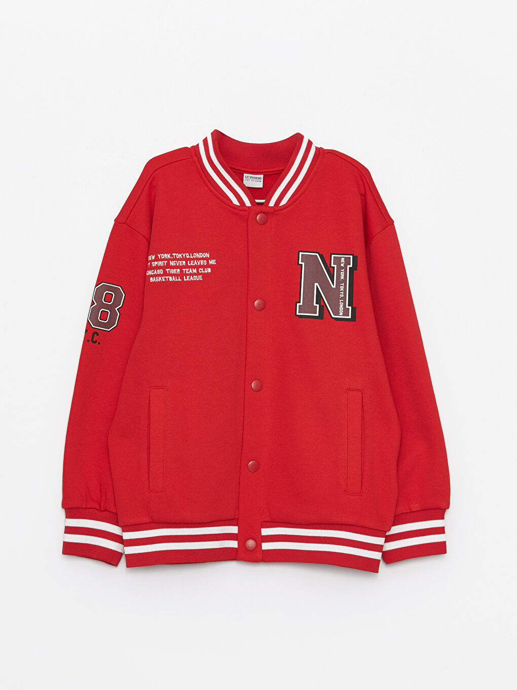 Printed Long-Sleeve Boys' College Jacket -S45874Z4-KYV