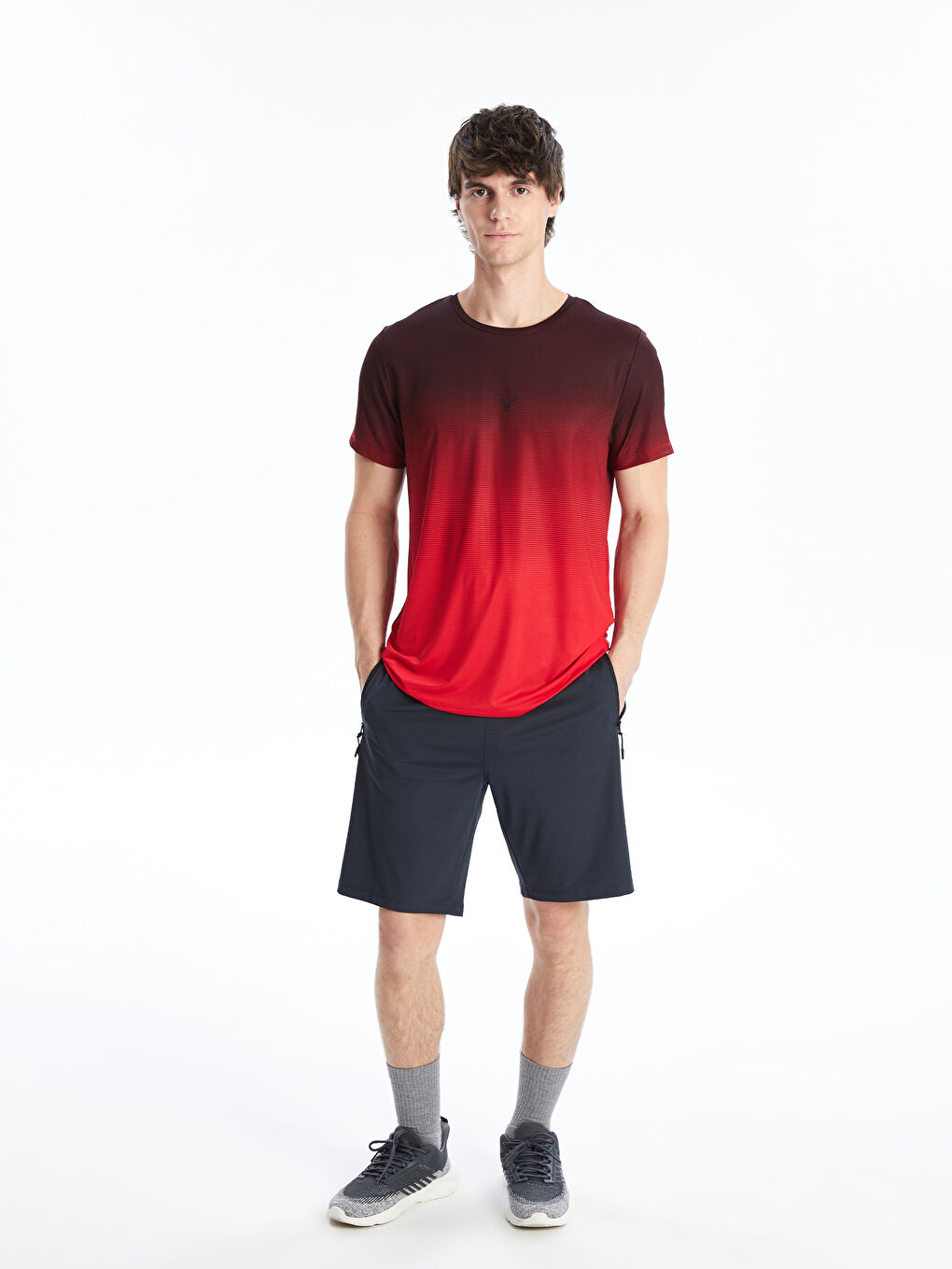 Kırmızı DRY-TECH Bisiklet Yaka Kısa Kollu Erkek Tişört-1