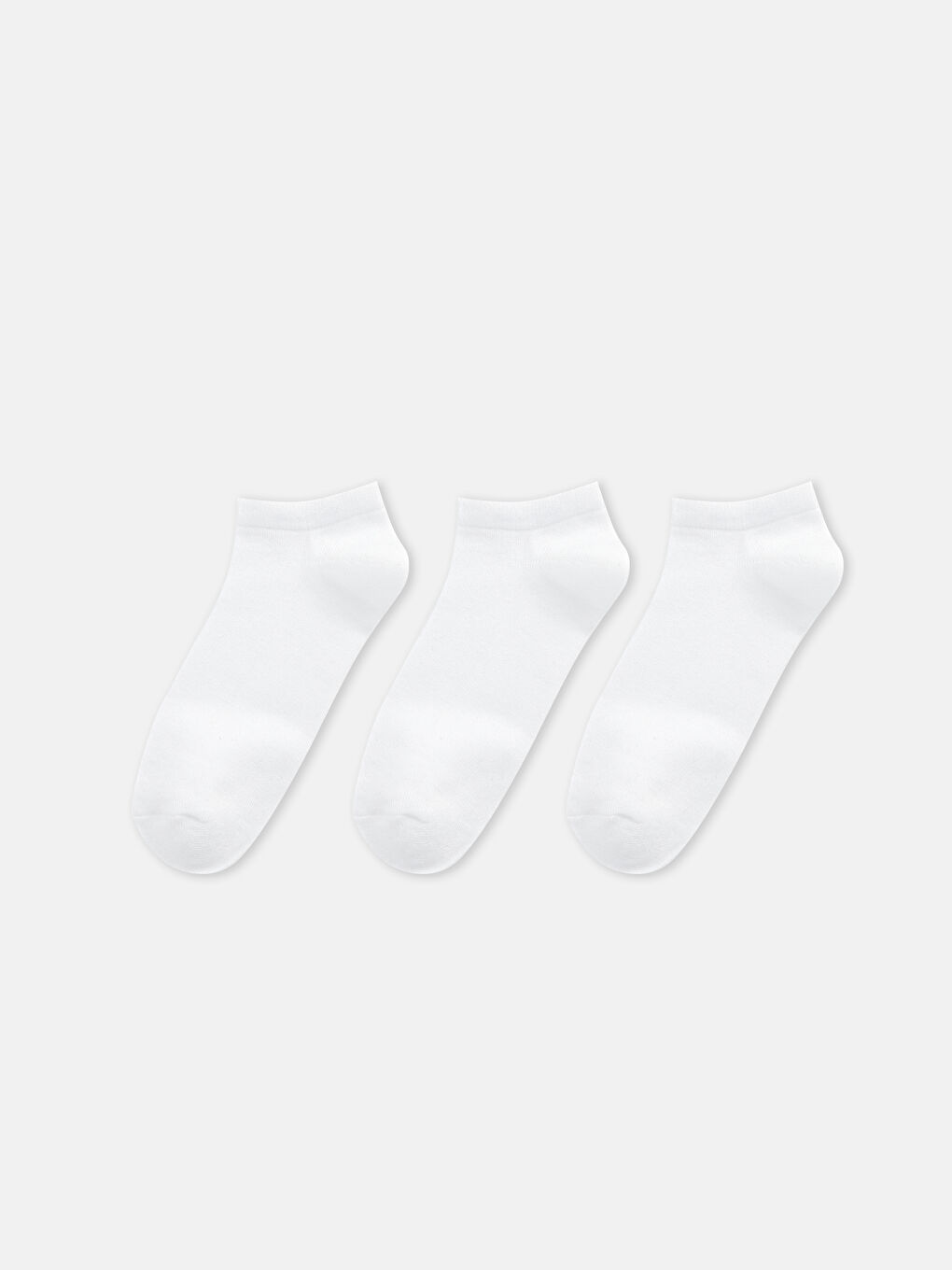 Beyaz Kadın Düz Patik Çorap 3'lü