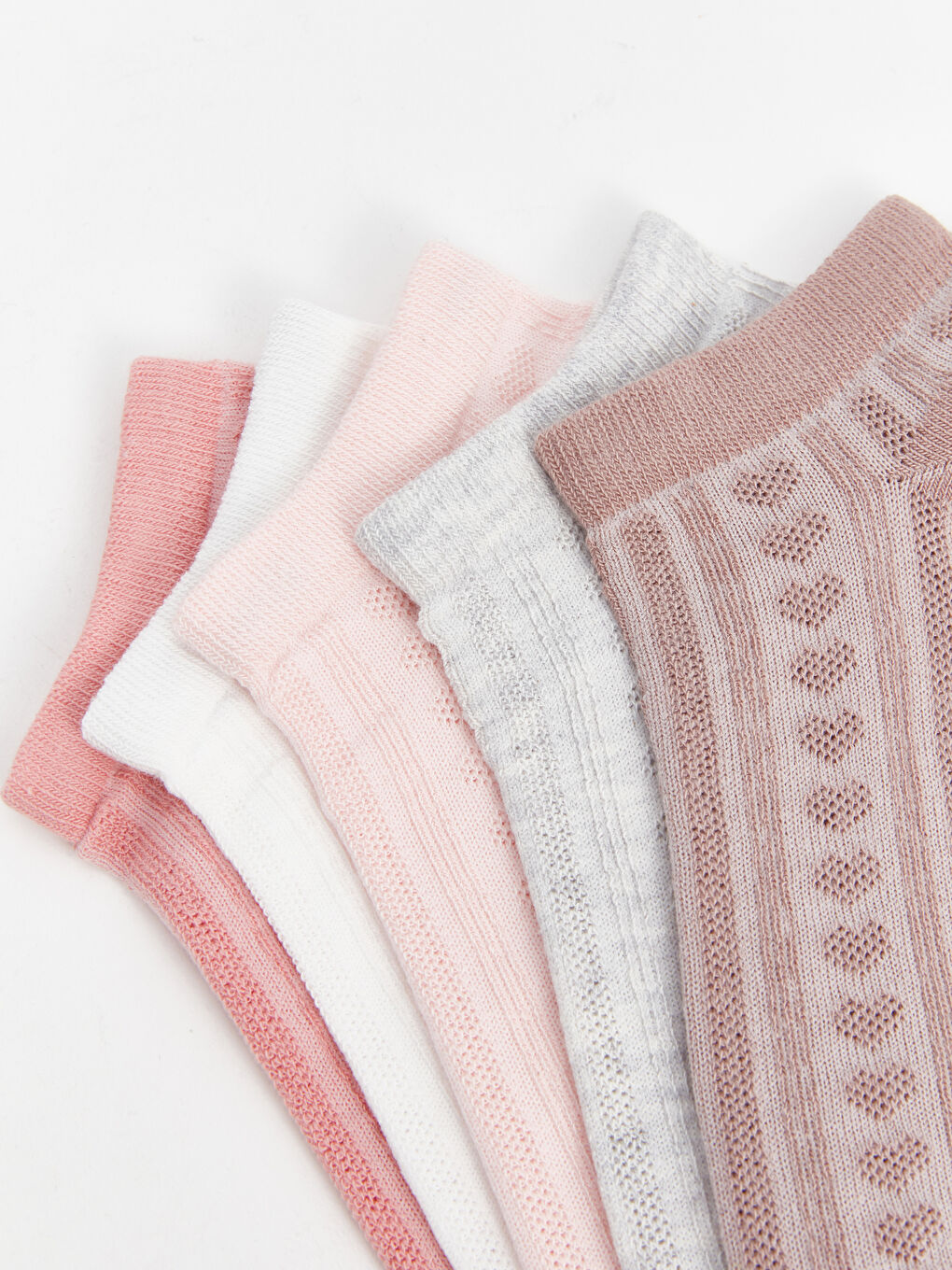Pembe Desenli Kadın Patik Çorap 5'li-2