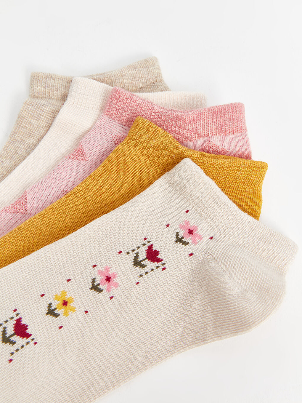 Bej Desenli Kadın Patik Çorap 5'li-2