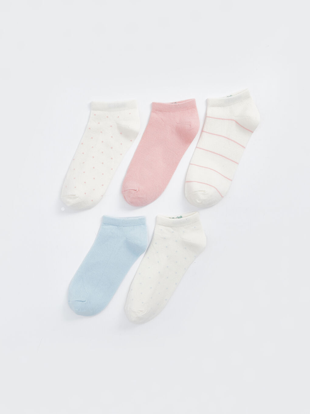 Ekru Desenli Kadın Patik Çorap 5'li