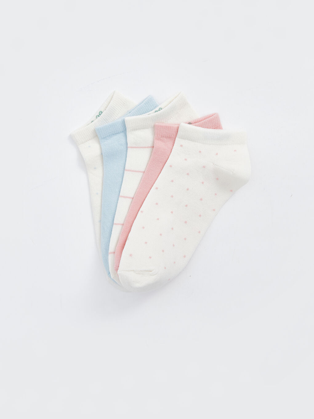 Ekru Desenli Kadın Patik Çorap 5'li-1
