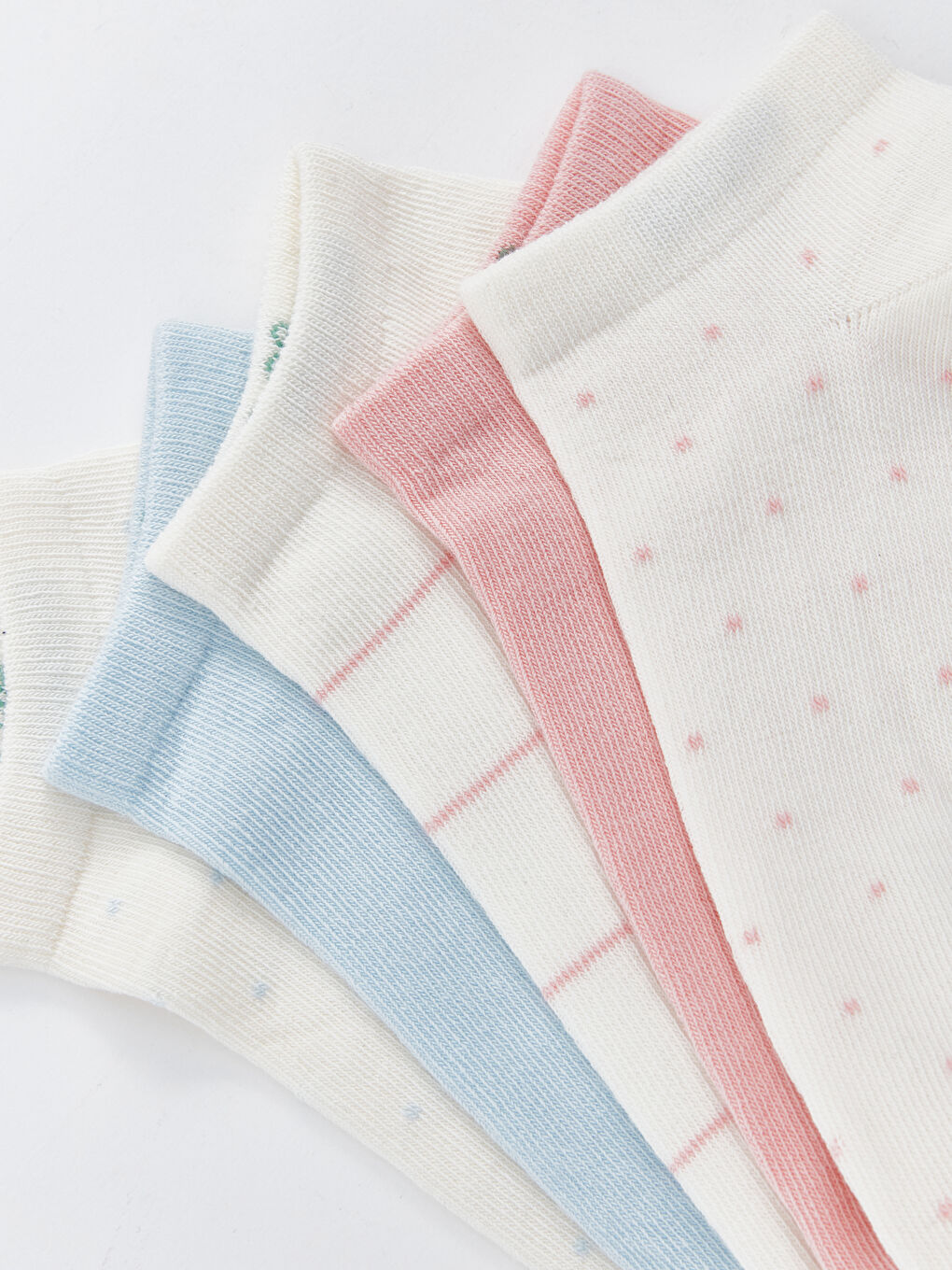 Ekru Desenli Kadın Patik Çorap 5'li-2