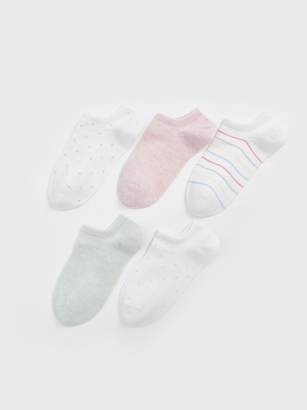 Ekru Desenli Kadın Patik Çorap 5'li