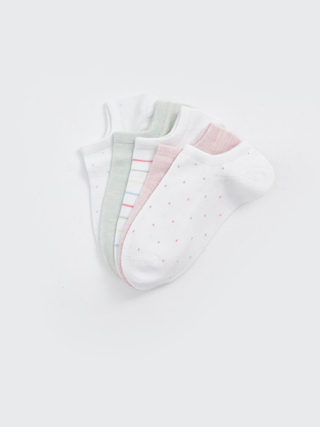 Ekru Desenli Kadın Patik Çorap 5'li-1