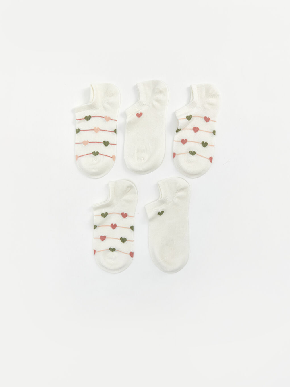 Heart Pattern Women's Booties Socks 5-Pack -S45942Z8-FDU