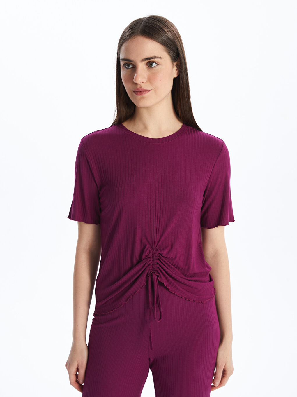 Crew Neck Straight Short Sleeve Women's Pajamas Set -S45966Z8-HLU