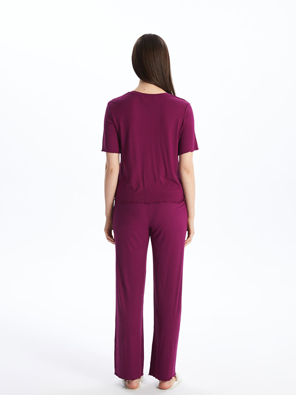 Crew Neck Straight Short Sleeve Women's Pajamas Set -S45966Z8-HLU