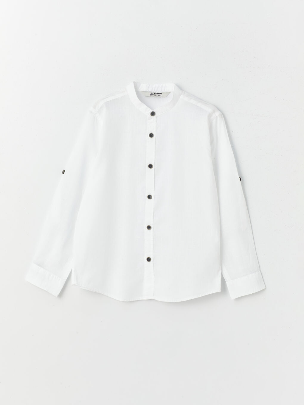 Grandad Collar Basic Long Sleeve Boys' Shirt -S45985Z4-Q6K