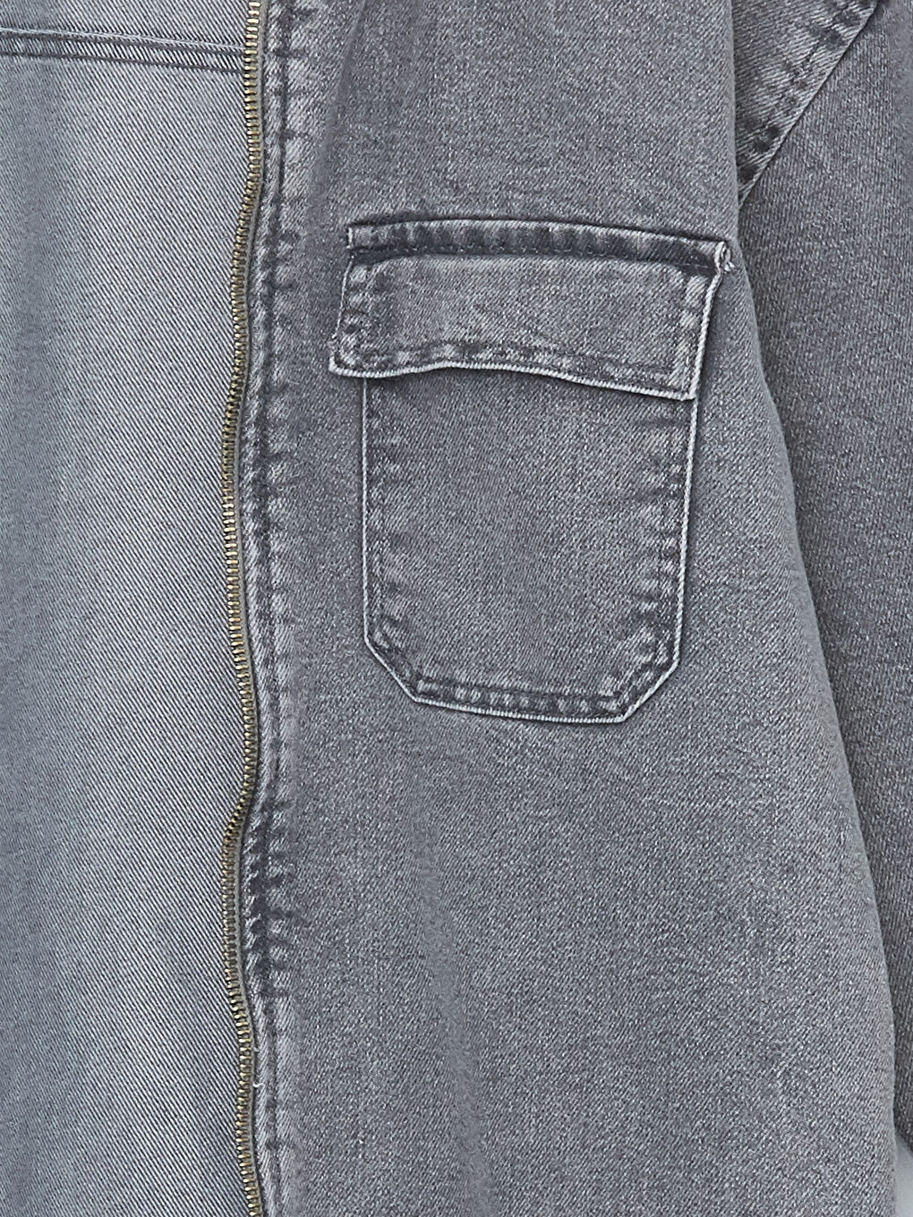 Gri Rahat Kalıp Erkek Çocuk Jean Gömlek-2