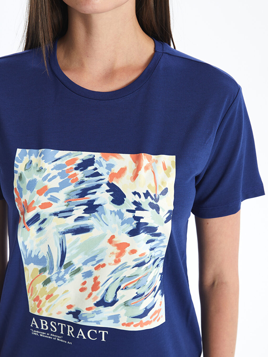Crew Neck Printed Short Sleeve Women's T-shirt -S46021Z8-HKW