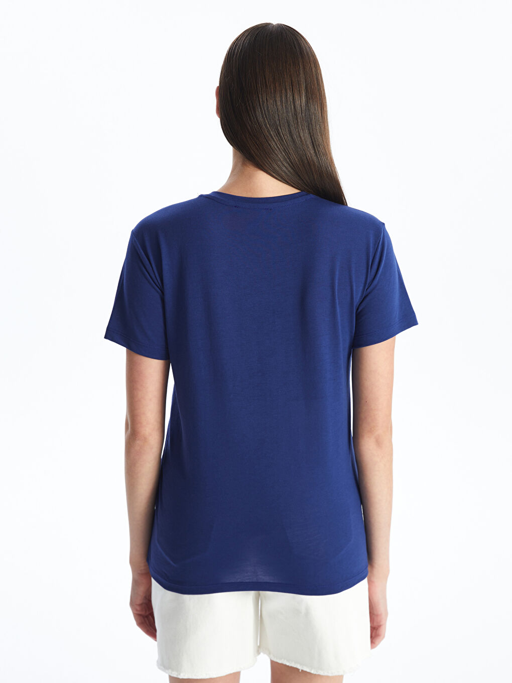 Crew Neck Printed Short Sleeve Women's T-shirt -S46021Z8-HKW