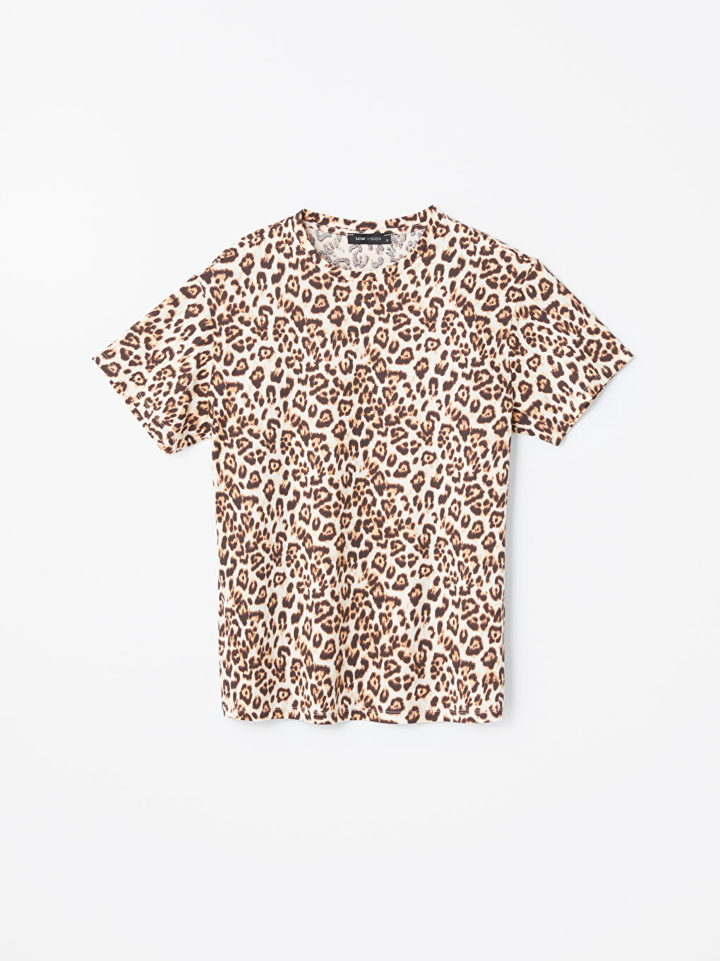 LCW Vision Crew Neck Leopard Patterned Short Sleeve Women's T-Shirt -S46049Z8-LQB