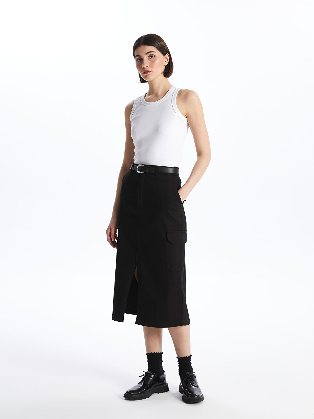 Women's Regular Fit Plain Skirt -S46129Z8-CVL