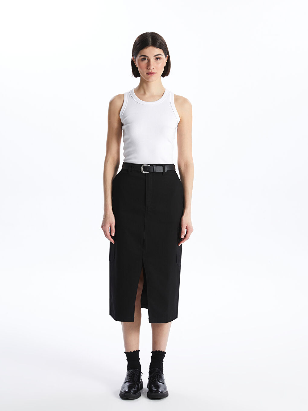 Women's Regular Fit Plain Skirt -S46129Z8-CVL