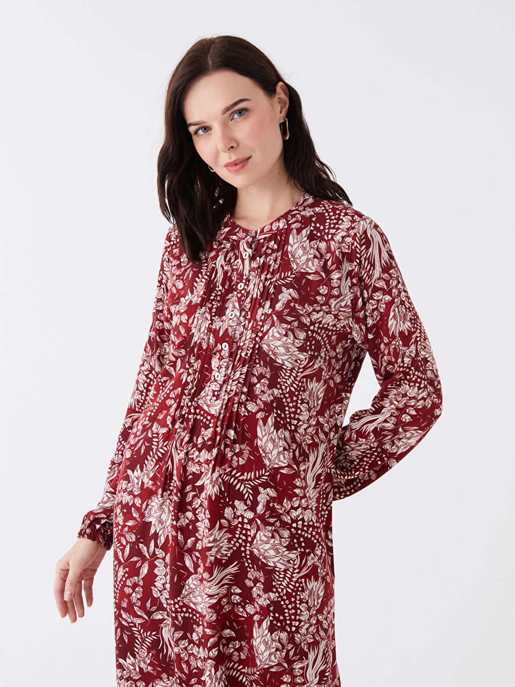Crew Neck Flower Long Sleeve Women's Dress -S46162Z8-LTQ