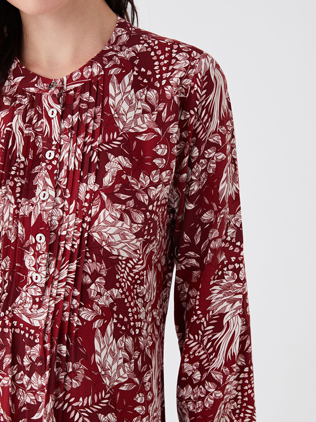 Crew Neck Flower Long Sleeve Women's Dress -S46162Z8-LTQ