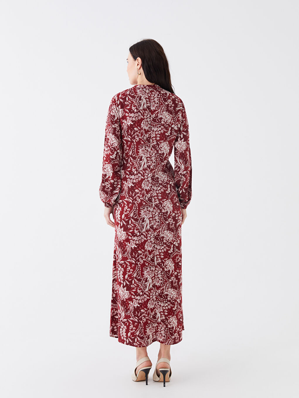 Crew Neck Flower Long Sleeve Women's Dress -S46162Z8-LTQ