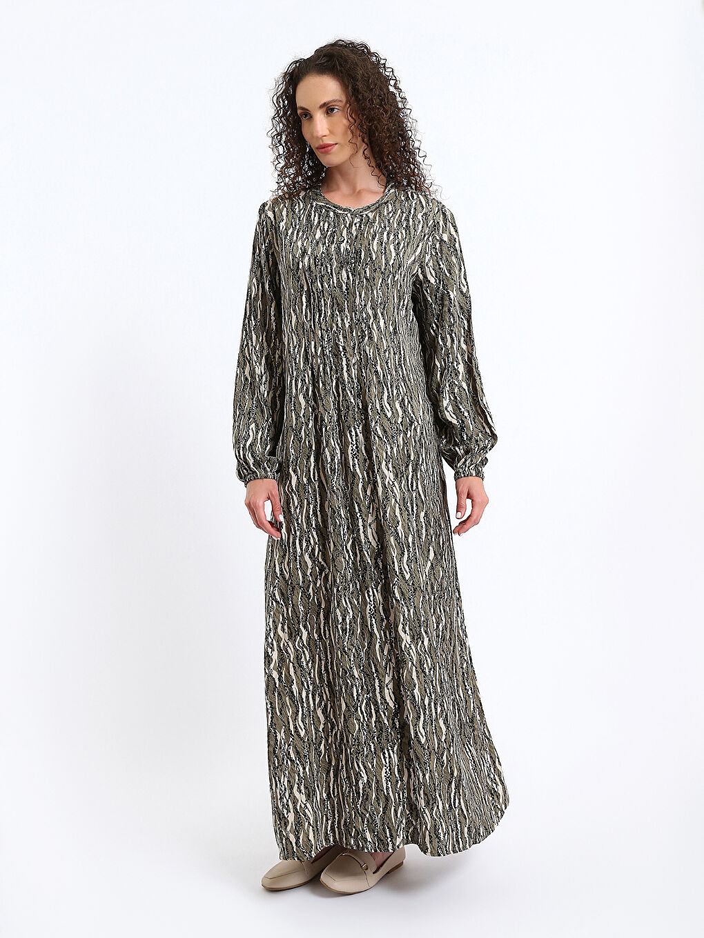 جل یەخە خڕ نەخشدار قۆڵ درێژ بۆ ژنان-2