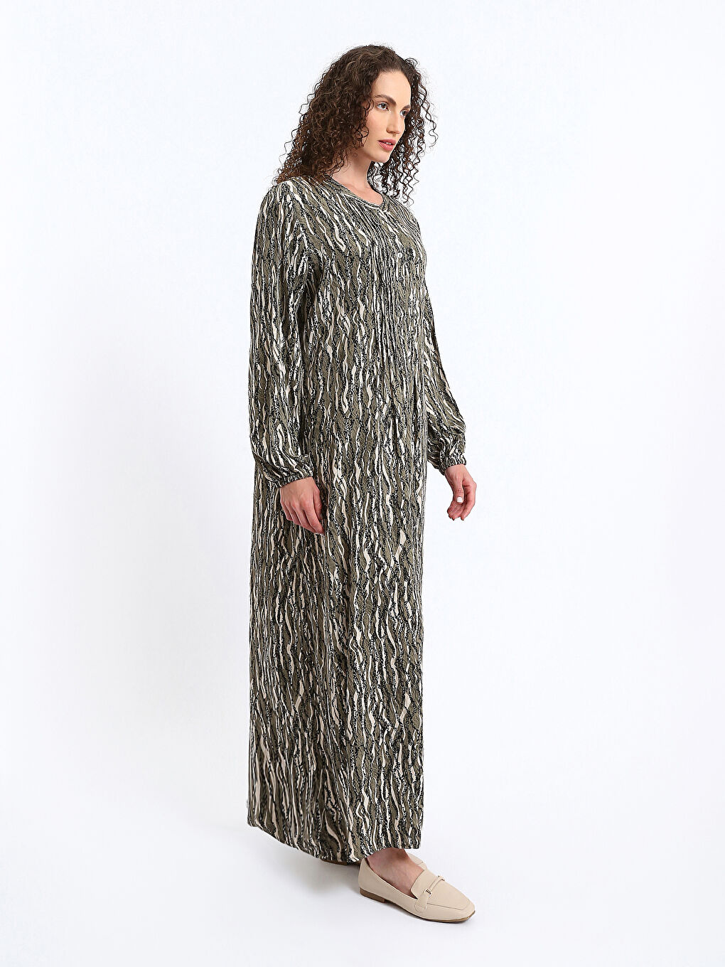 جل یەخە خڕ نەخشدار قۆڵ درێژ بۆ ژنان-6