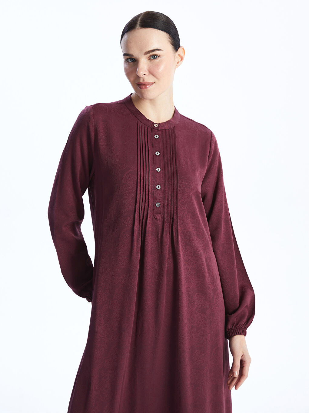 فستان بأكمام طويلة وياقة مستديرة -S46171Z8-HNV