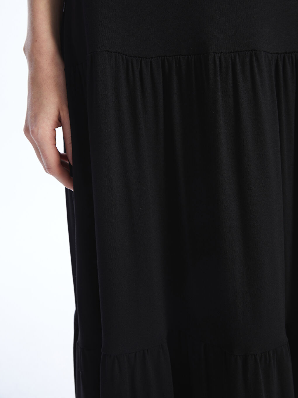 Siyah Beli Lastikli Düz A Kesim Kadın Etek-2