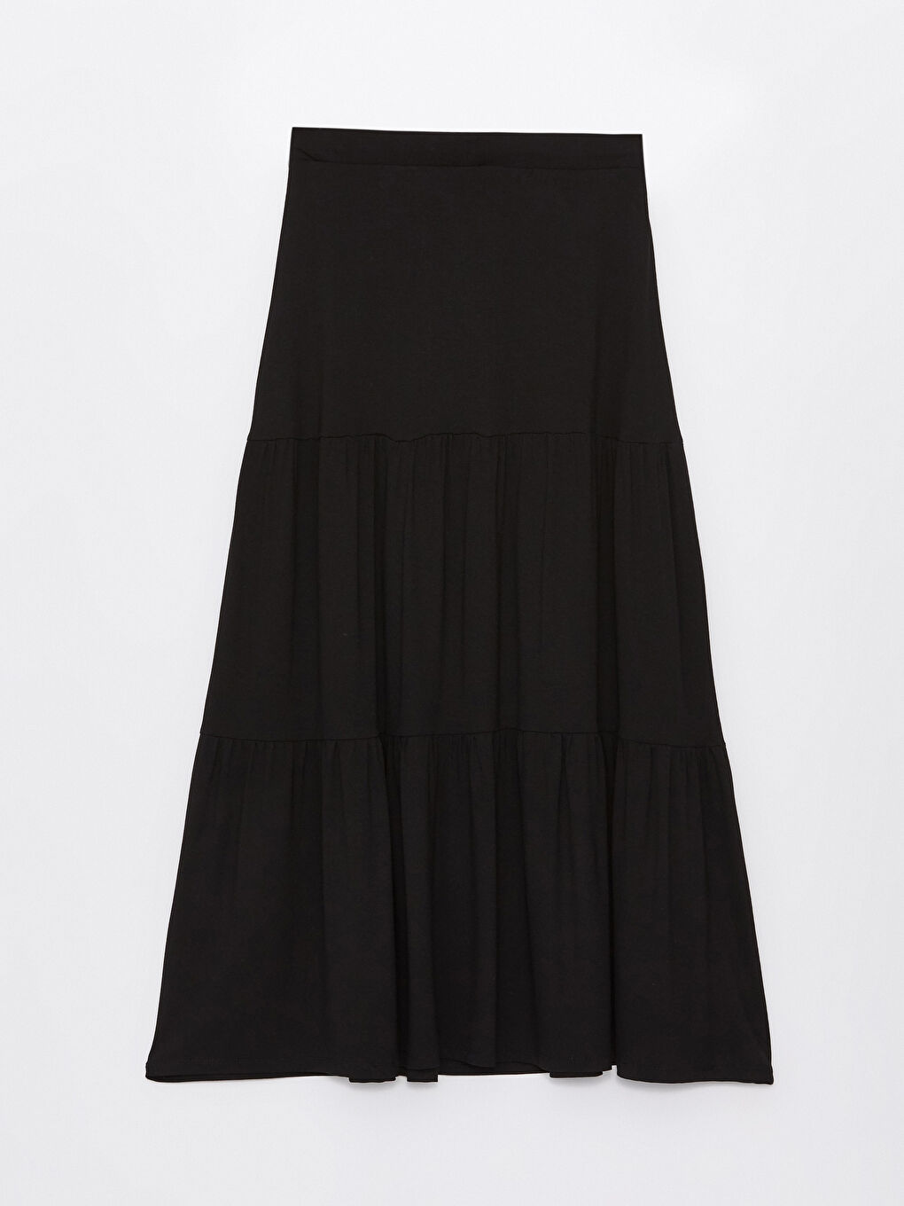 Siyah Beli Lastikli Düz A Kesim Kadın Etek-6