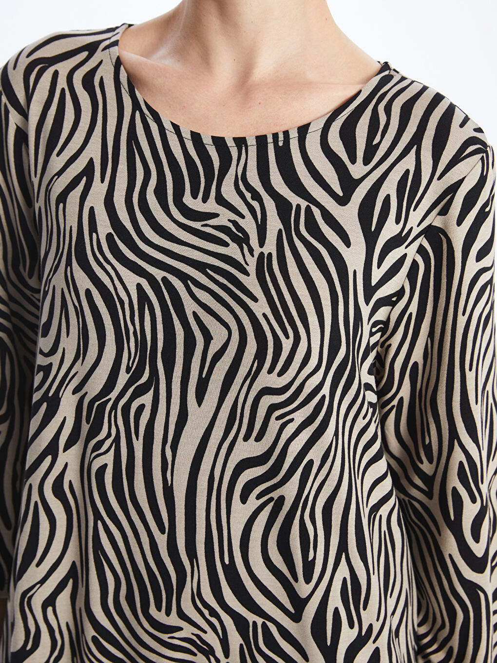 Crew Neck Patterned Women's Dress -S46189Z8-LQJ