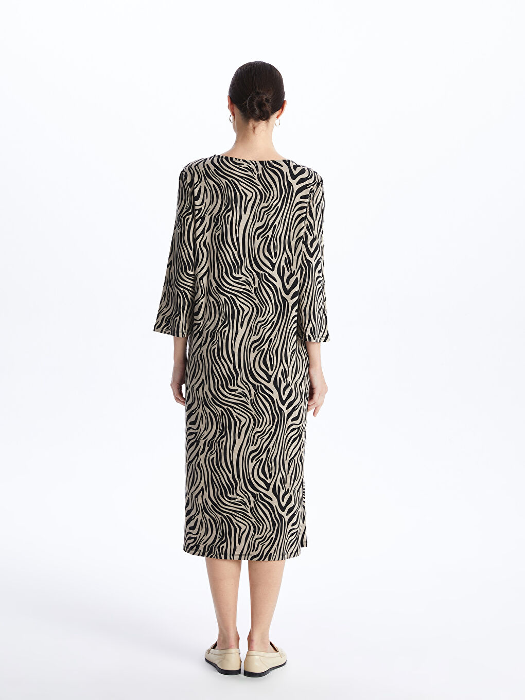 Crew Neck Patterned Women's Dress -S46189Z8-LQJ