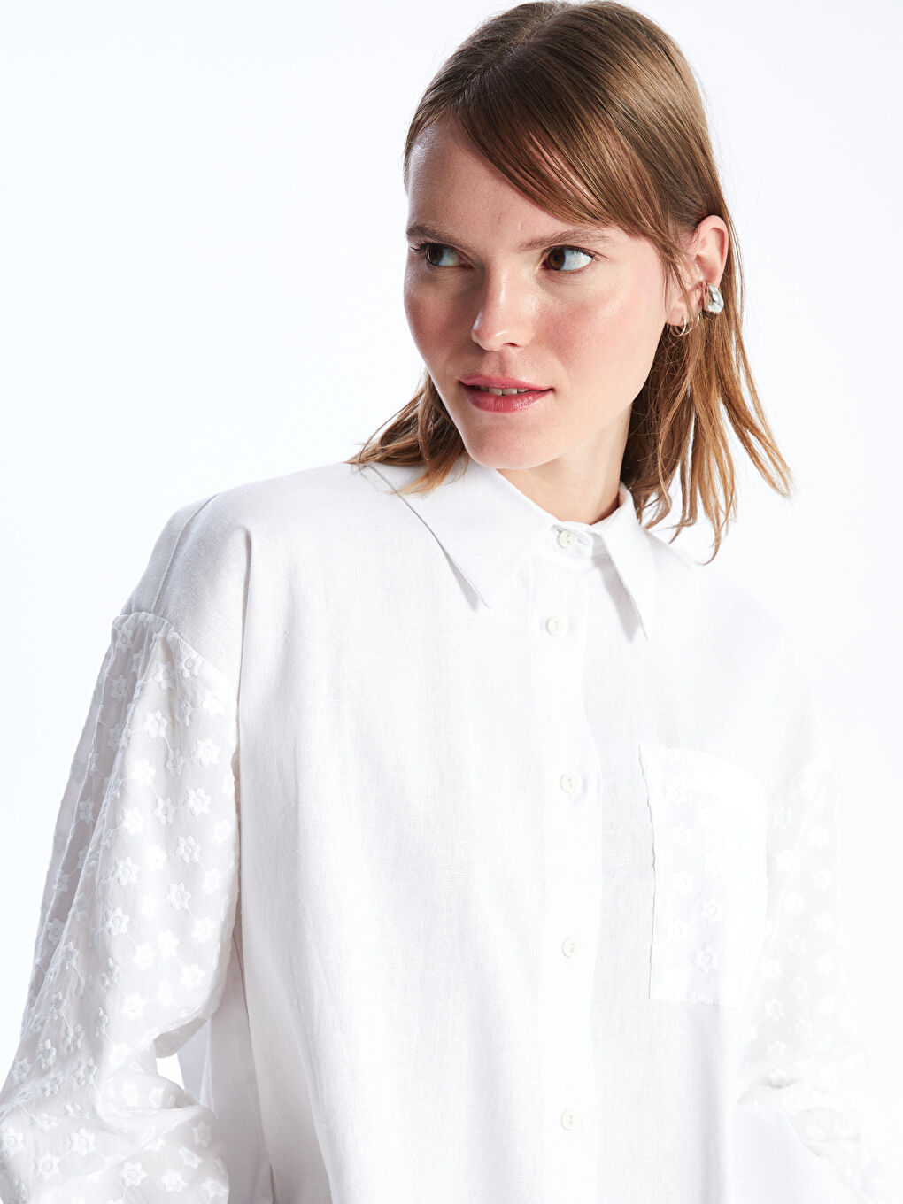 LCW Vision Plain Long Sleeve Linen Blend Women's Shirt -S46209Z8-R9J