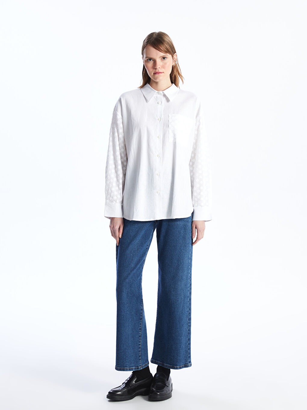 LCW Vision Plain Long Sleeve Linen Blend Women's Shirt -S46209Z8-R9J